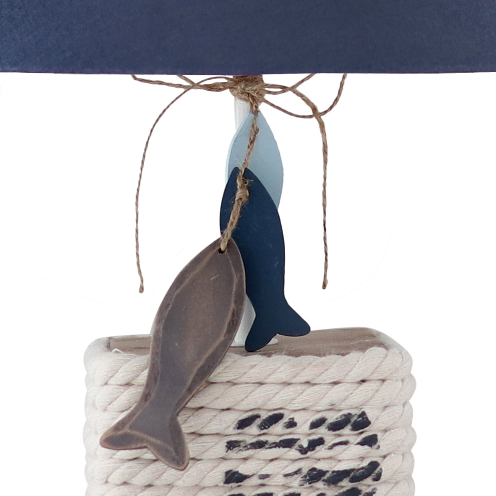 Tischlampe NAUTIC dunkelblau natur mit Seil Tau umwickelt maritime Lampe